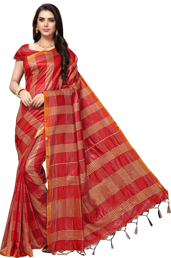 Maroon Woven Silk Blend Saree