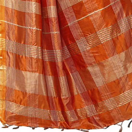 Orange Woven Silk Blend Saree