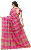 Pink Striped Silk Blend Saree