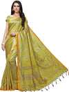 Yellow Checkered Silk Blend Saree