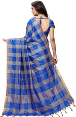 Blue Woven Silk Blend Saree