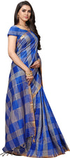 Blue Woven Silk Blend Saree