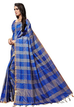 Blue Woven Silk Blend Saree