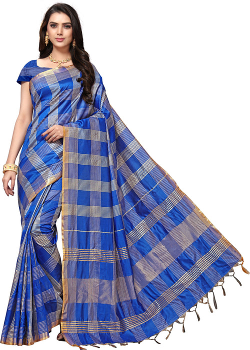 Blue Woven Silk Blend Saree