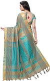 Beige Striped Silk Blend Saree