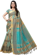 Beige Striped Silk Blend Saree