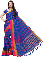 Blue Striped Silk Blend Saree