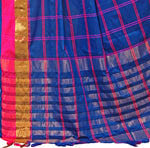 Blue Striped Silk Blend Saree