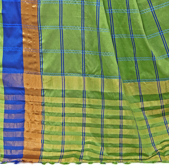 Green Striped Silk Blend Saree