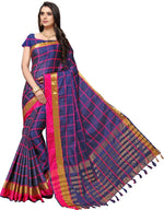 Blue Striped Silk Blend Saree