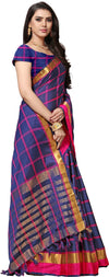 Blue Striped Silk Blend Saree