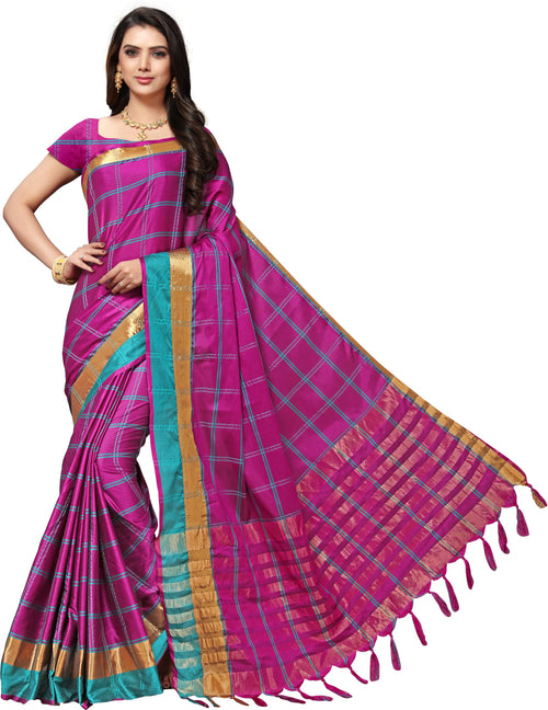 Purple Woven Silk Blend Saree