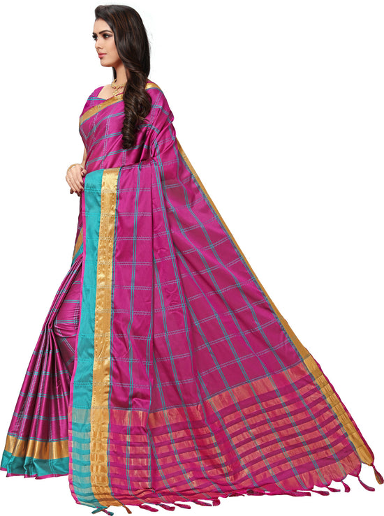 Purple Woven Silk Blend Saree