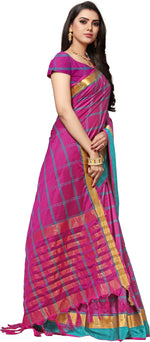 Purple Woven Silk Blend Saree