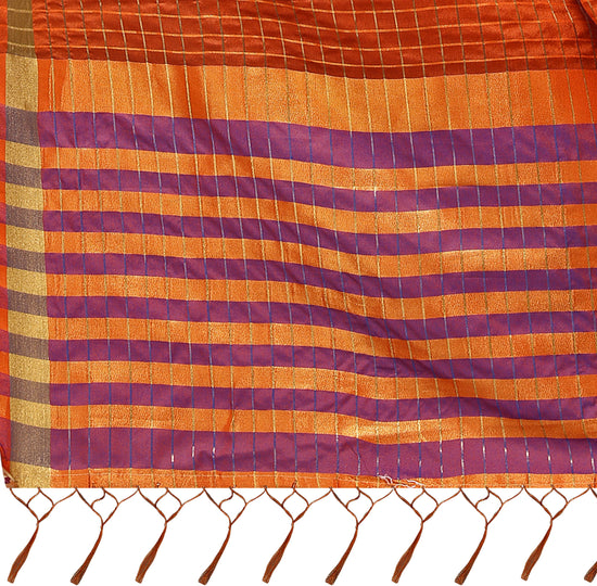 Orange Self Design Art Silk Saree