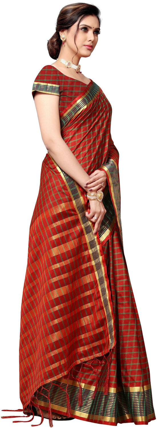 Brown Self Design Art Silk Saree