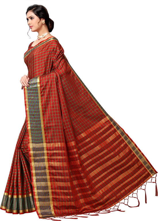 Brown Self Design Art Silk Saree