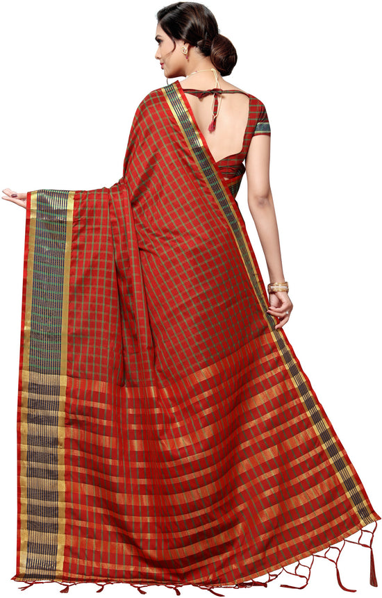 Brown Self Design Art Silk Saree