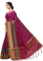 Purple Self Design Art Silk Saree