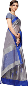 Silver Self Design Art Silk Saree