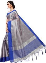 Silver Self Design Art Silk Saree