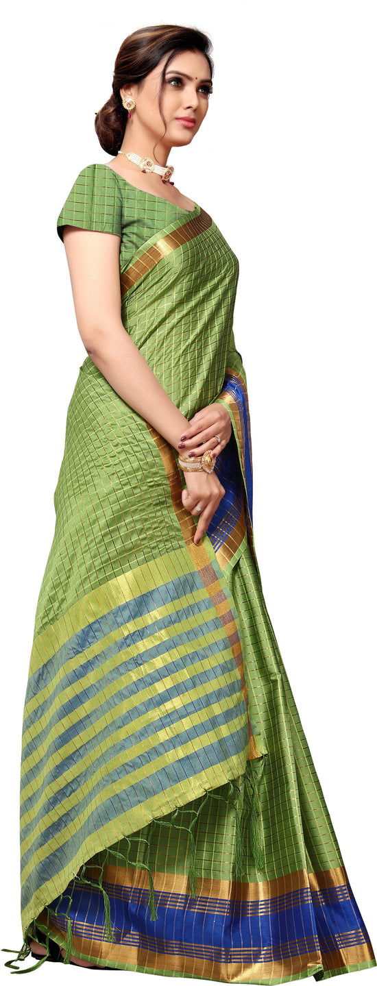 Green Self Design Art Silk Saree