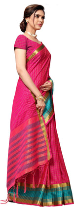 Pink Self Design Art Silk Saree