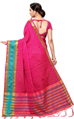 Pink Self Design Art Silk Saree