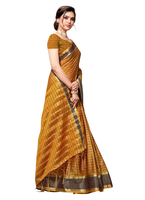 Mustard Self Design Art Silk Saree