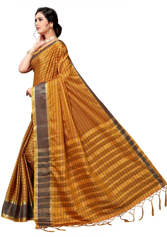 Mustard Self Design Art Silk Saree