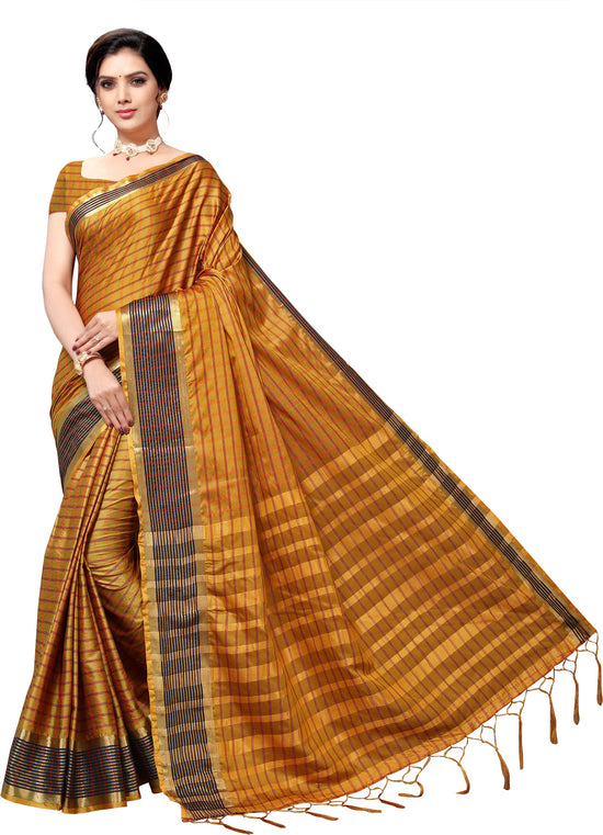 Mustard Self Design Art Silk Saree