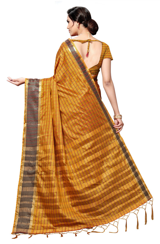 Mustard Self Design Art Silk Saree