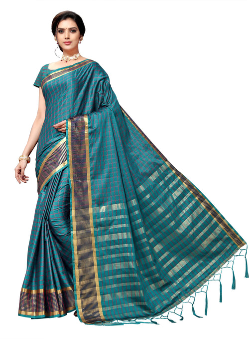 Blue Self Design Art Silk Saree