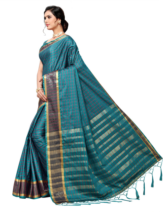 Blue Self Design Art Silk Saree