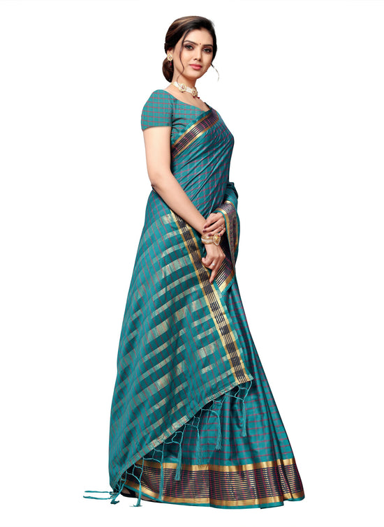 Blue Self Design Art Silk Saree