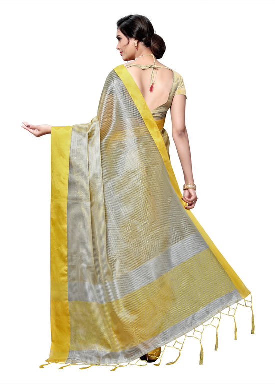 Silver Self Design Art Silk Saree