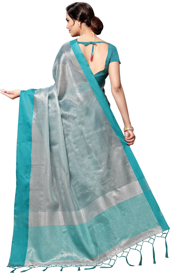 Blue Self Design Art Silk Saree