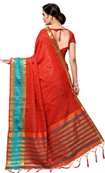 Red Self Design Art Silk Saree