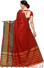 Maroon Self Design Art Silk Saree