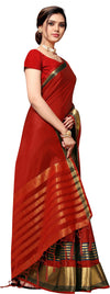 Maroon Self Design Art Silk Saree