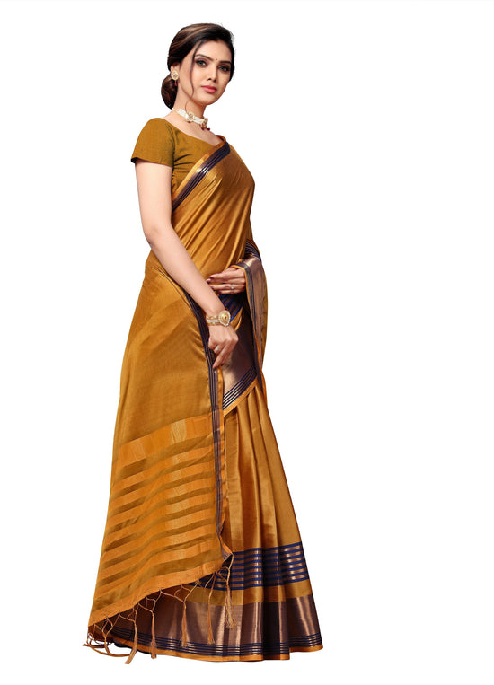 Mustard Self Design Art Silk Saree