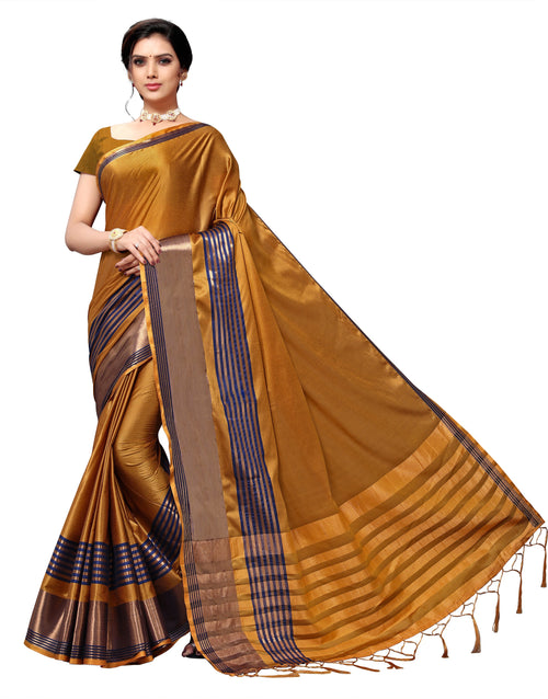 Mustard Self Design Art Silk Saree