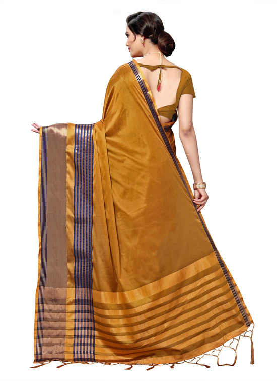 Mustard Self Design Art Silk Saree