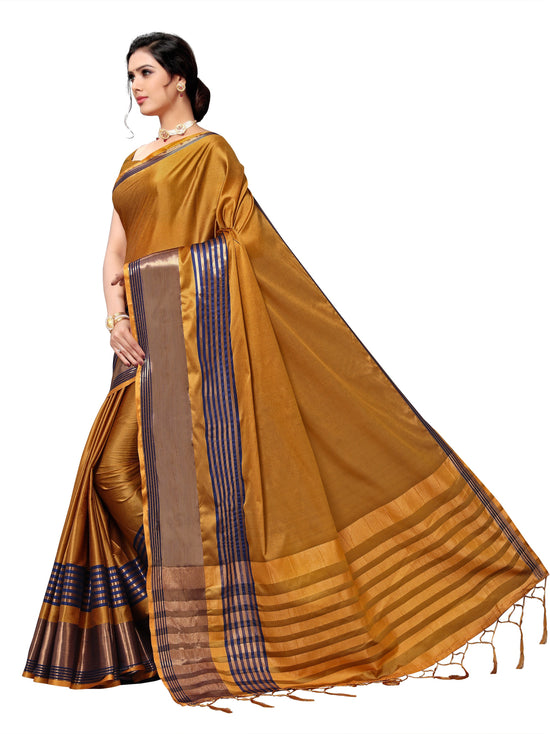 Mustard Self Design Art Silk Saree