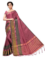 Pink Self Design Art Silk Saree