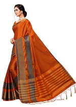 Orange Self Design Art Silk Saree