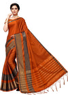 Orange Self Design Art Silk Saree