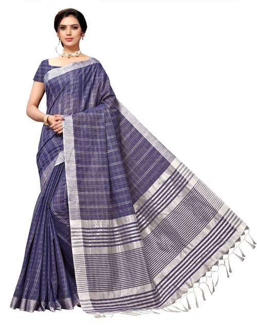 Dark Blue Self Design Art Silk Saree