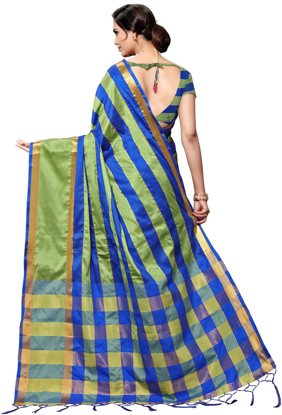 Blue Self Design Art Silk Saree