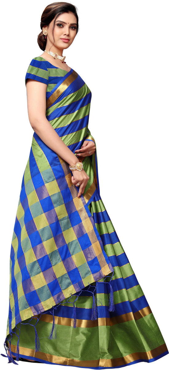 Blue Self Design Art Silk Saree